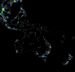 Artificial night sky brightness for Oceania